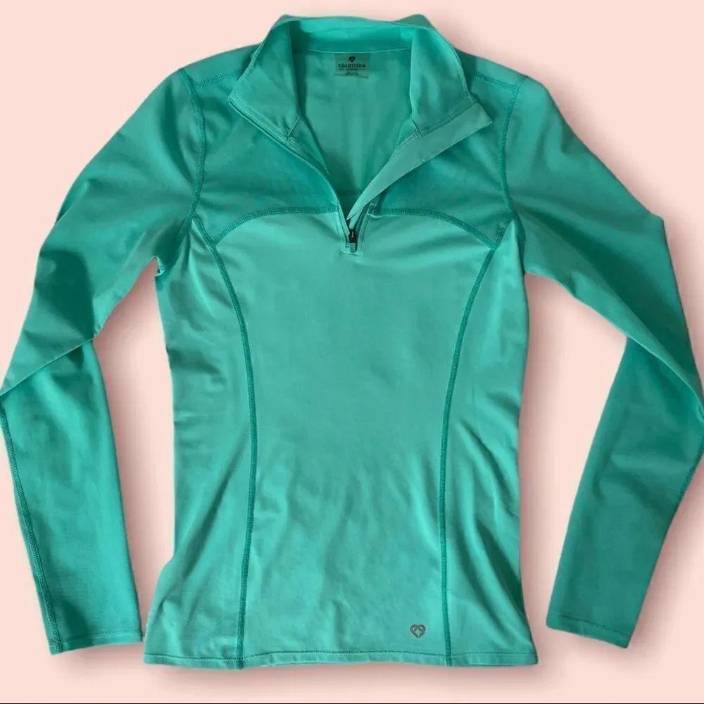 Colosseum Semi Sheer Yoga Running Quarter Zip Top Aqua